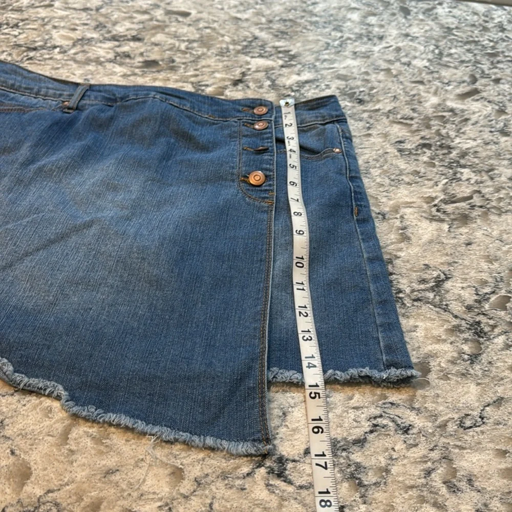 Energie | Faux Wrap Blue Jean Mini Skirt Size 13